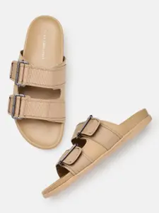 Tommy Hilfiger Men Mix Buckles Woven Design Textured Comfort Sandals