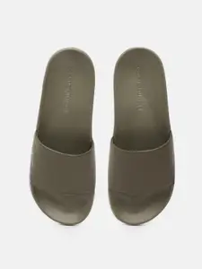 Tommy Hilfiger Men Solid Sliders With Minimal Striped & Brand Logo Print Detail