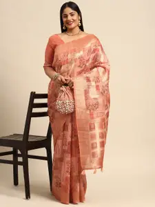 Sztori Floral Zari Silk Cotton Banarasi Saree
