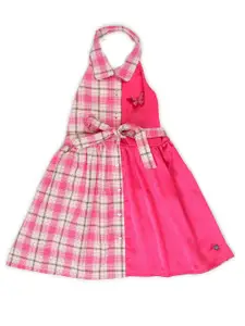 toothless Girls Checked Halter Neck Fit & Flare Dress