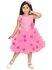 BAESD Girls Floral Net Fit & Flare Midi Dress