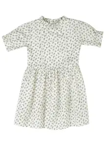 toothless Girls Puff Sleeves Ruffles Floral Printed Fit & Flare Dress