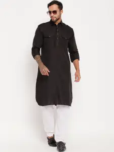 VASTRAMAY Shirt Collar Pathani Kurta With Pyjamas