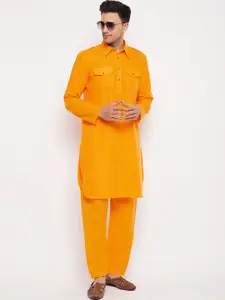 VASTRAMAY Shirt Collar Pathani Kurta With Pyjamas
