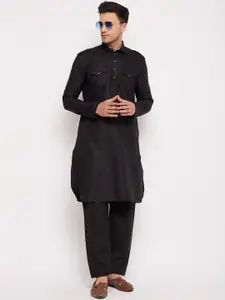 VASTRAMAY Shirt Collar Pathani Kurta With Pyjamas