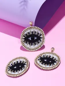 Zaveri Pearls Black Contemporary  Evil Eye Studs Earrings