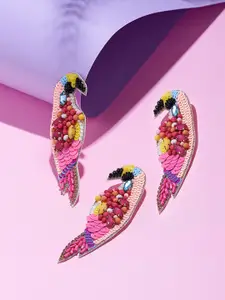 Zaveri Pearls Contemporary Parrot Drop Earring & Brooch Set