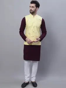 SOJANYA Embroidered Regular Pure Cotton Kurta With Pyjamas With Nehru Jacket