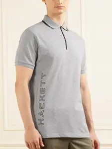 HACKETT LONDON Men Grey Polo Collar Pockets T-shirt