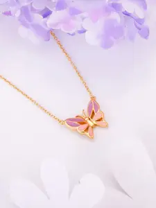 GIVA Sterling Silver Gold-Plated Butterfly Pendant Chain