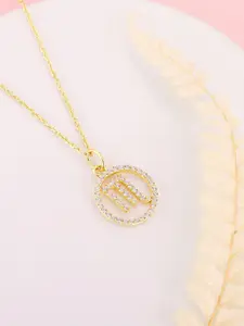 GIVA 925 Sterling Silver Gold-Plated CZ-Studded Pendant With Chain