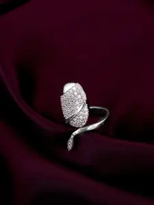 GIVA 925 Sterling Silver Rhodium-Plated CZ-Studded Finger Ring