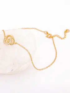 GIVA 925 Sterling Silver Gold-Plated Knot Charm Anklet