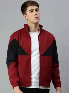 VOXATI Colourblocked Zip-Front Casual Bomber Jacket