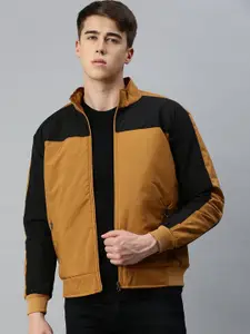 VOXATI Mock Collar Zip Detail Colourblocked Bomber Jacket