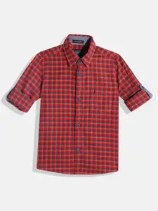 Indian Terrain Boys Checked Straight Opaque Pure Cotton Casual Shirt