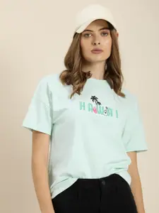 Moda Rapido Graphic Printed Drop-Shoulder Sleeves Pure Cotton T-shirt
