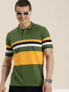 HERE&NOW Regular Fit Colourblocked Polo Collar Casual T-shirt