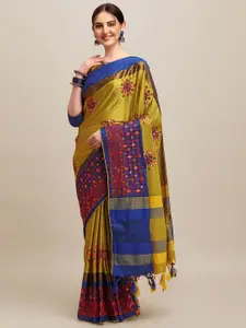 KALINI Floral Embroidered Sequined Silk Cotton Saree