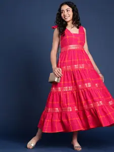 Taavi Nagari Weaves Checked Maxi Dress