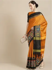 KALINI Ethnic Embroidered Mirror Work Silk Cotton Saree
