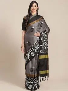KALINI Ethnic Motifs Embroidered Silk Cotton Saree