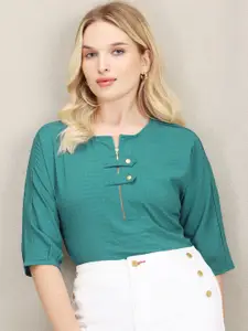 U.S. Polo Assn. Women Checked Extended Sleeves Regular Top