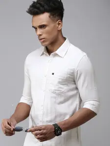 SPYKAR Men Pure Cotton Slim Fit Windowpane Checks Casual Shirt