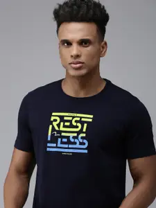 SPYKAR Typography Print Round Neck Knitted Pure Cotton Slim Fit T-shirt