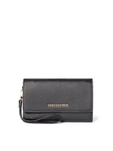 Forever New Women Textured Three Fold Wallet With Sling Strap