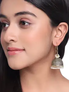 NVR Silver-Plated Contemporary Jhumkas Earrings