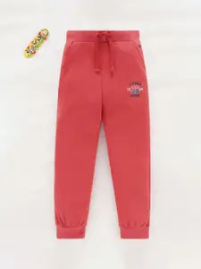Ed-a-Mamma Boys Mid Rise Typography Printed Pure Cotton Joggers