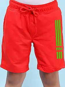 NUSYL Boys Mid-Rise Typography Printed Casual Cotton Shorts