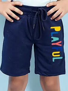 NUSYL Boys Mid Rise Typography Printed Shorts