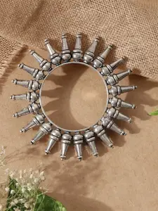 Fida Silver-Plated Oxidised Tribal Kada Bangle