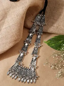 Fida Silver Plated Oxidised Necklace