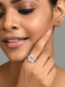 Fida Gold-Plated AD-Studded Finger Ring