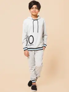 Alan Jones Boys Typography Printed Hooded Neck Tracksuit