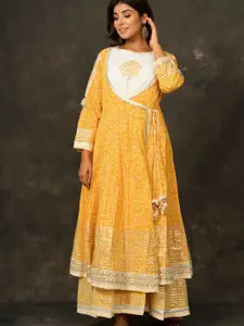 Zolo Label Ethnic Motifs Printed Gotta Patti Maxi Cotton A-Line Ethnic Dress