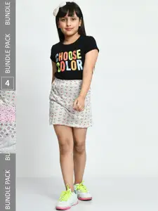 IndiWeaves Girls Pack Of 4 Printed Pure Cotton Skirts