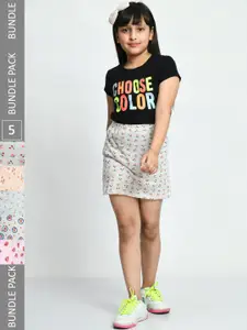 IndiWeaves Girls Pack Of 5 Printed Pure Cotton Skirts