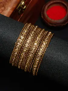 Anouk Set Of 12 Gold-Plated Stone Studded Bangles