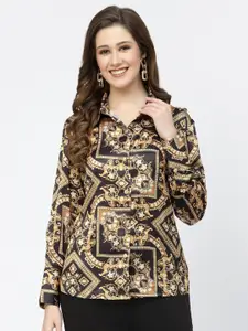 Popwings Classic Floral Printed Satin Casual Shirt