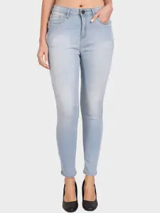 Mast & Harbour Women Blue Skinny Fit High-Rise Heavy Fade Clean Look Stretchable Jeans