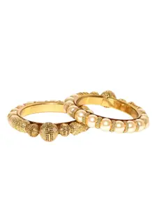 Anouk Set Of 2 Gold-Plated Stone Studded & Beaded Bangles