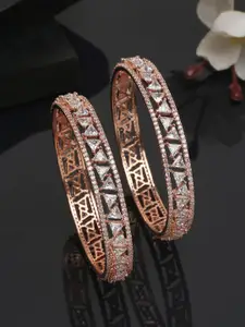Anouk Set Of 2 Rose Gold-Plated Stone-Studded Bangles