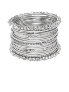 Anouk Set Of 20 Silver-Plated Beaded Bangles