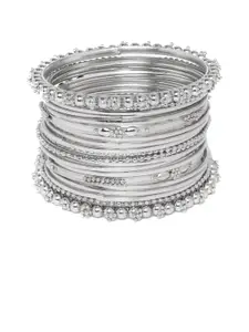 Anouk Set Of 20 Silver-Plated Beaded Bangles