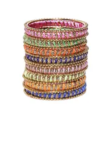 Anouk Set Of 18 Gold-Plated Stone-Studded Bangles