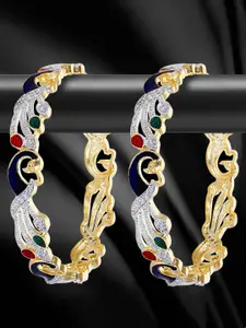 Anouk Set Of 2 Gold-Plated Stone Studded Enamelled Bangles